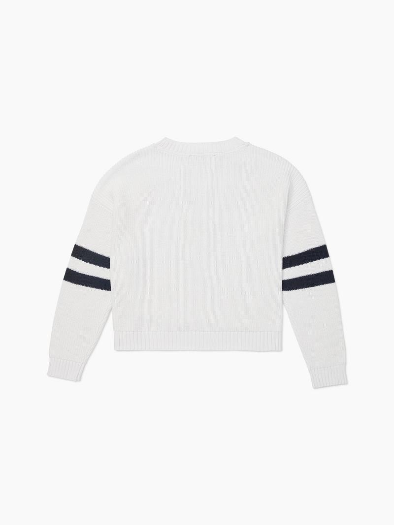 Női Tommy Hilfiger Essential Cropped H Pulóverek Fehér | HU 346TCE